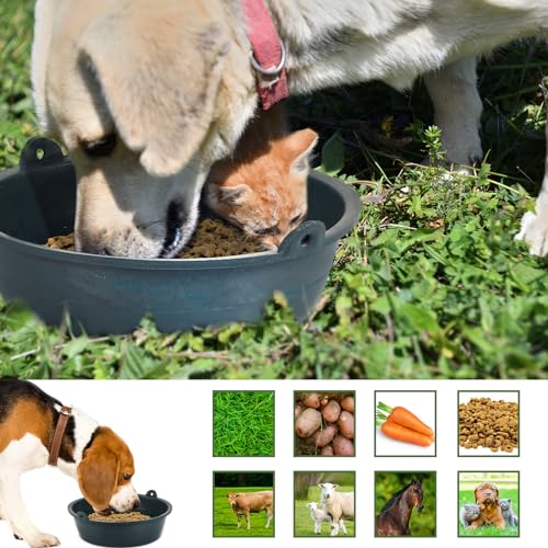 Sadnyy 5 Pcs Feed Pan 0.75 Gallon/3 Quart Utility Horse Feed Bucket Livestock Feeder Tubs Ox Tendon Bowl for Horses Dog Cats Goats Chicken Dust Bath - size: 0.75 Gallon/3 Quart