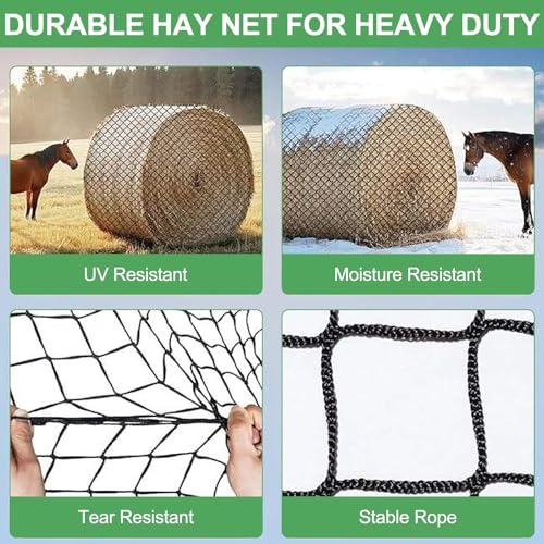 6x6 ft Square Bale Hay Net for Horses, 1.7 inch Hole Knotless - style: Square