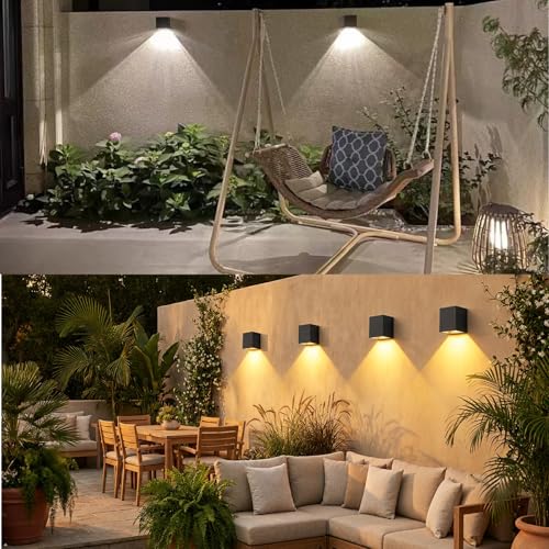ASLIDECOR Solar Fence Lights Outdoor Waterproof, 2 Modes (Warm/Cool White), IP65 Deck Post Lights, Auto Dusk to Dawn, Easy Install for Railing Patio Garden Stairs (2 Pack)