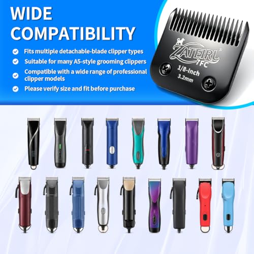 3 Pack Pet Grooming Clipper Blades with Steel Cutters, Sizes 10, 30 & 7FC, Black, Compatible with Andis, Oster A5, Wahl KM10 A5 Style Dog Clippers - color: Black, size: 10# + 30# + 7FC