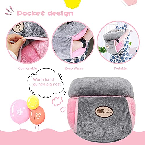 YUEPET Guinea Pig Bed, Warm Fleece Slipper-Shaped Cuddle Cave, Grey - color: Grey, size: 1PCS