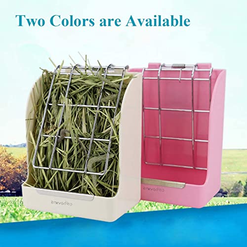 Rabbit Hay Feeder, Large Capacity Bunny Hay Rack for Rabbits, Guinea Pigs, Chinchillas, Small Animals, Hay Dispenser - color: White