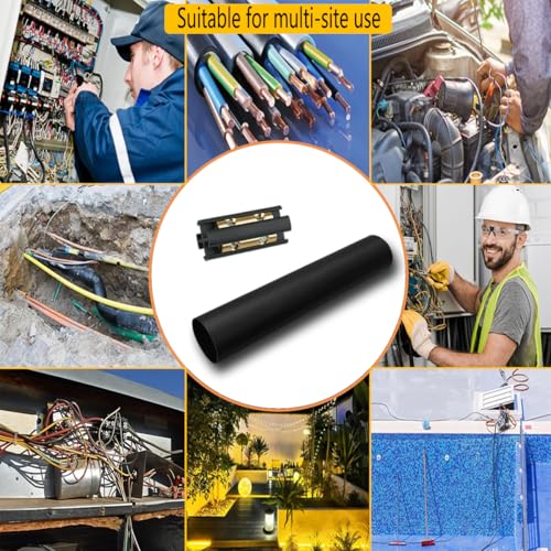 Underground Wire Splice Kit, 600V Direct Burial UF Cable Connectors with Heat Shrink Tubing, Fits 14/3 to 8/3 Wire. 2 Sets