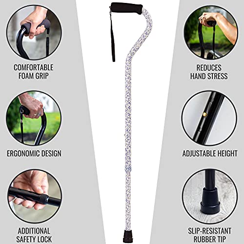 DMI Adjustable Designer Cane with Offset Handle - color: Tiny Flowers, size: 1 Count (Pack of 1)