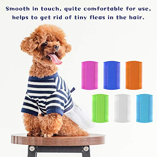 AUEAR, 12 Pack Pet Flea Lice Combs Double Sided Fine Tooth Dogs Cats Grooming Remove Float Hair Tear Marks Tick Removal Tool (6 Colors) - color: 6 Colors