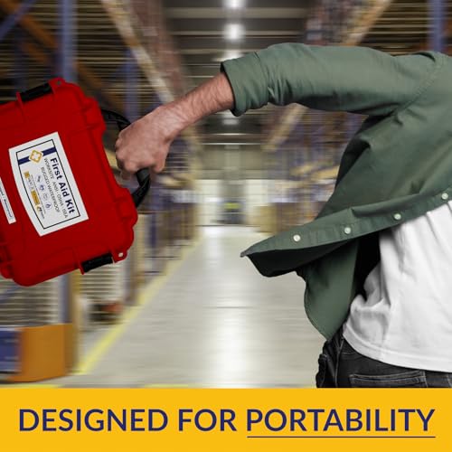 MFASCO Worksite First Aid Kit OSHA ANSI Class A Rugged Waterproof Case - color: Red