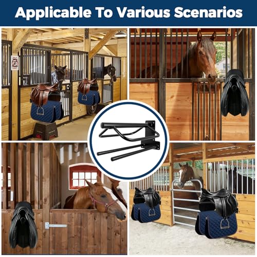 4 Pack Saddle Rack with Double Pad Bar Heavy Duty Wall Mounted Saddle Rack Detachable Saddle Stand for English & Western Saddles