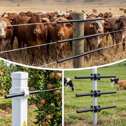 50 PCS Electric Fence Insulator Tubing, Fits 12-1/2 Gauge Wire, Cut-to-Size PE Insulation Tube for Corner Post and Fence End, Simple to Install