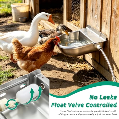 Automatic Horse Drinking Waterer Bowl,Upgrade Stainless Steel Farm Livestock Water Dispenser with Drain Hole and Float Valve for Horse,Dog, Chicken,Goat,Pig (B)