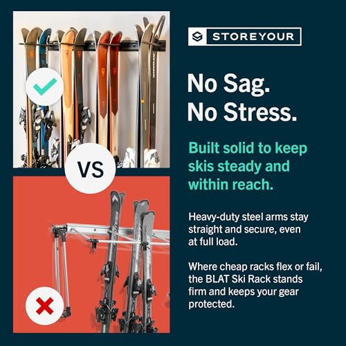 StoreYourBoard Ski Rack Wall Mount, Holds 8 Pairs, Ski & Snowboard Storage - style: 8 Skis