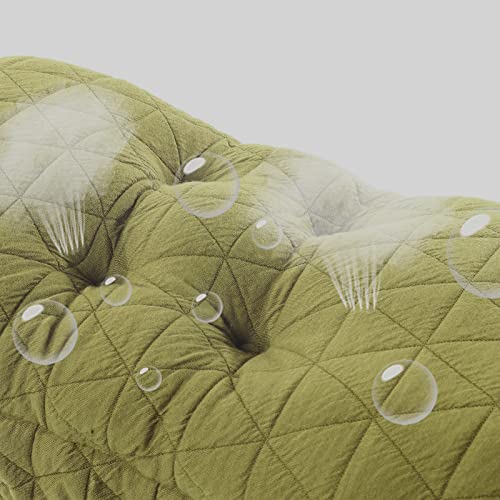 BUYUE Round Bar Stool Seat Cushion, Dia.13 Luxury Fashion Jacquard with Anti-Skid Silicone Bar Stool Cushion Padded (Green, M,1 Count) - color: Green, style: Round M