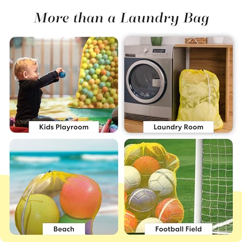 Handy Laundry Mesh XL Laundry Bag 24"x36" 2-Pack, Heavy Duty, Yellow - color: Yellow