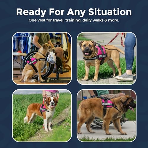 Industrial Puppy Emotional Support Vest Harness, XXL 33-42 in, Pink - color: Hot Pink, size: XXL, Fits Girth 33-42"