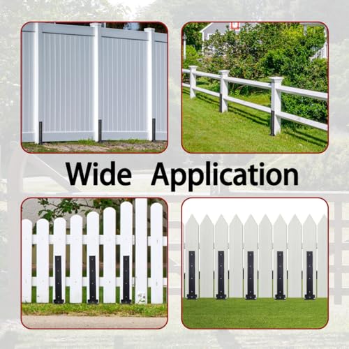 Fence Post Repair Kit,2PCS Thickened Heavy Duty Steel Support Kit for Fixing Tilted or Broken Wood Fence Post, Black