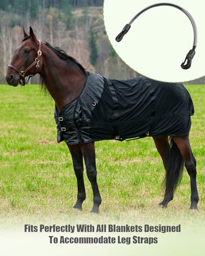 Stretch Horse Rug Tail Strap Adjustable Elastic 16in 4PCS | Double Ended Clips, Elastic Horse Blanket Straps, 16inch, 4PCS