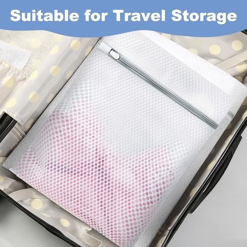 Laundry Bags Mesh Wash Bags for Delicates, Upgraded Honeycomb & Fine Mesh, Extra Durable with Sturdy Zippers, Protect Clothes in Washing Machine Essentials for Home, College & Dorm, 16 x 20 in 3-Pack