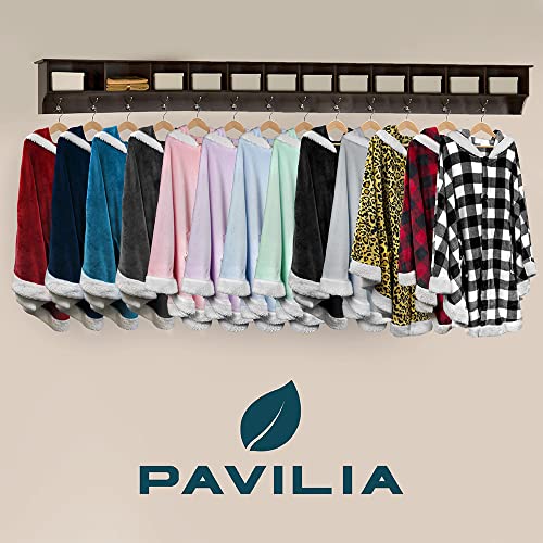 PAVILIA Hooded Blanket Poncho Fleece Wearable Shawl Wrap Throw, Light Blue - color: Light Blue