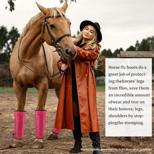 Mesh Horse Fly Boots, Pink, Set of 4 - color: Pink