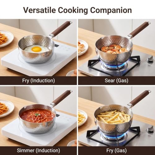 GREATLINK 18/8 Stainless Steel Small Saucepan with Lid and Pour Spouts