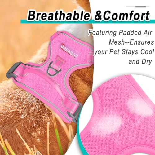 BARKBAY Dog Harness for Small Sized Dog No Pull Mesh 2 Clips Dog Vest - color: Pink-Mesh, size: X-Small
