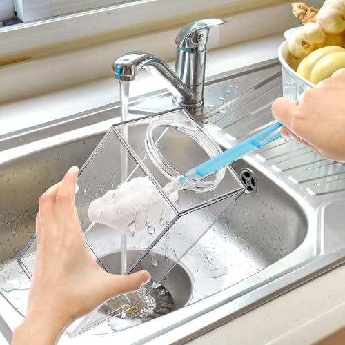 Bekith 2 Pack 64 Oz Large Milk Carton Water Bottle, Clear Plastic Milk Bottle with Cleaning Brush, Portable Leakproof Square Juice Bottle Reusable Milk Container for Outdoor Sports Travel Camping