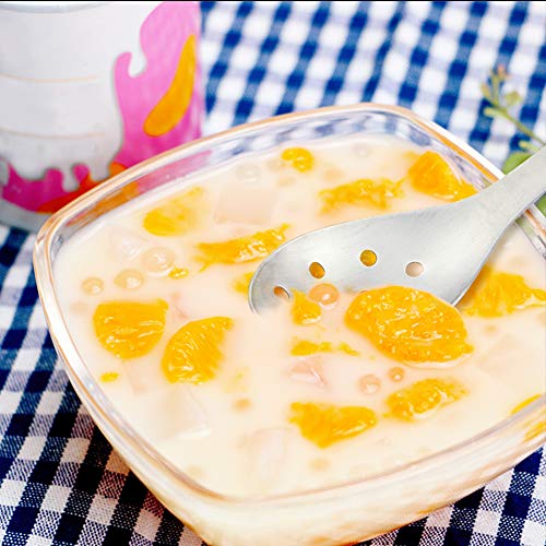 AOOSY Small Slotted Spoons,Modern Stylish Thick Heavy-weight Short handle Stainless Steel 10 Holes Durable Caviar Spoon for Soup Cereals Dips Curry Sauces Stews, Set of 2