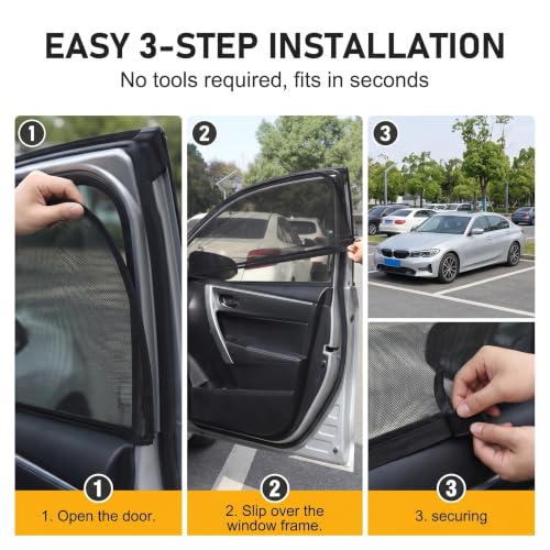 4 PCS Car Window Sunshade Mesh, Heat Block Double-Layer Side Window Shades, Breathable High-Density Glass Glass Protection Curtain, Fit for Most SUVs (Black #SUV) - color: Black #SUV