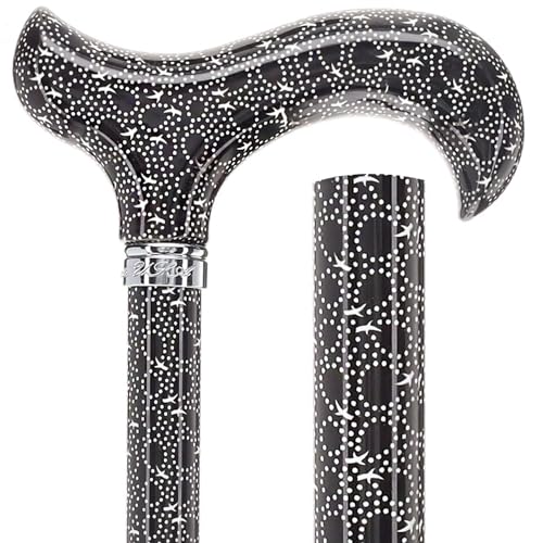Royal RC Canes Walking Sticks for Men and Women - Stylish Designer Fashionable Adjustable Derby Canes - Lightweight Aluminum Cool Walking Sticks with HD Patterns - color: Back / White