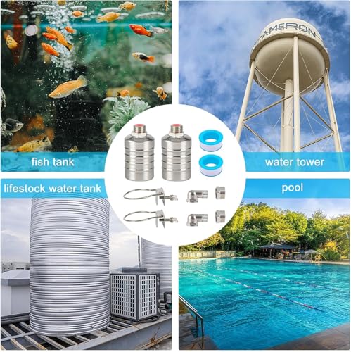 1 Pack Water Float Valve For Water Tank,1/2" to 3/4'' Fully Automatic Water Level Control Float Valve, 304 Stainless Steel Water Trough Float Valve For Water Tank Pool Livestock Troughs Distille - size: 1 Pack