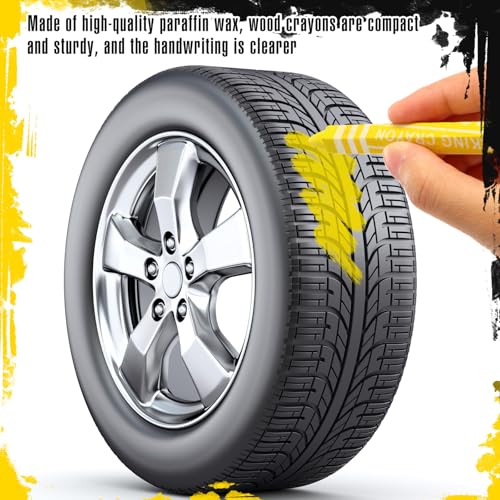 MotiMind 60 Pcs Industrial Lumber Crayons Bulk Wax Tire Marker Construction Marker for Craft Detailed Marking on Lumber Metal Carton Ceramics Concrete Glass Plastic 4.45" x 0.43" (Yellow) - color: Yellow