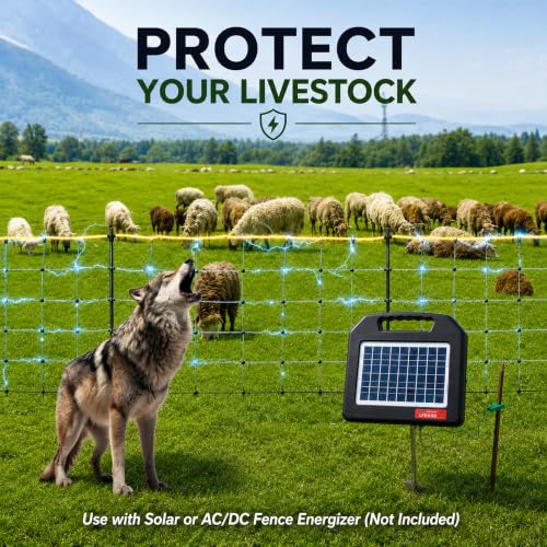 Electric Fence Netting, 164'L x 42.5" H Electric Fence Kit for Livestock, Goat, 14 Posts Double Spiked Portable Electric Poultry Farm Fence - size: 164'L x 42.5" H