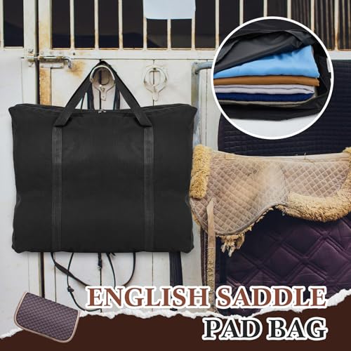 English Saddle Pad Bag Oxford Cloth Multiple Compartments Horse Saddle Pads Convenient Western Storage for Horses Grommets Multi Carrier for Equestrian Air Circulation