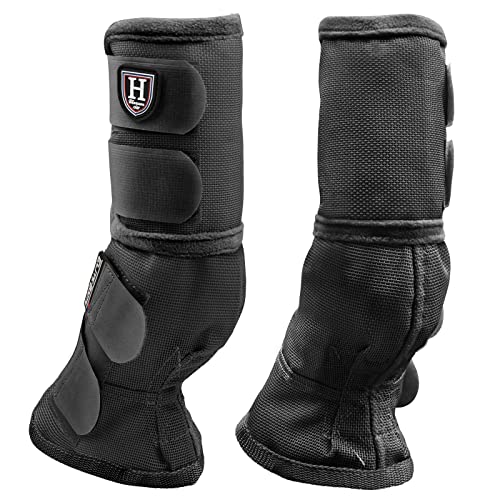 Harrison Howard Horse Leg Guard Stomp Reduction Hook and Loop Closures Rubbing Prevention - color: Classic Black, size: Arab Medium (Pack of 4)