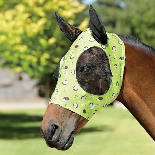 WeatherBeeta Stretch Bug Eye Saver with Ears, Hedgehogs & Flowers Print, Pony - color: Hedgehogs & Flowers Print, size: Pony