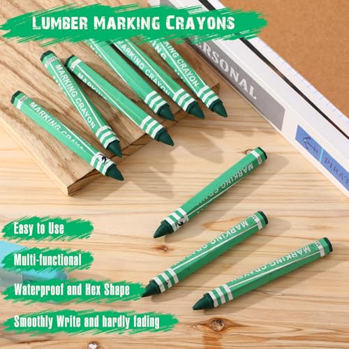 MotiMind 60 Pcs Industrial Lumber Crayons Bulk Wax Tire Marker Construction Marker for Craft Detailed Marking on Lumber Metal Carton Ceramics Concrete Glass Plastic 4.45" x 0.43" (Green) - color: Green