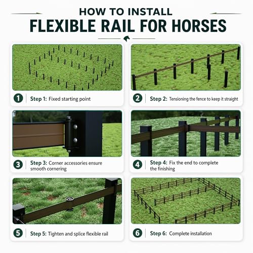 425 Flex Fence Equine Fencing Starter Kit Modular Splicing Heavy Duty DIY Horse Fence Suitable for Equine Events, Clubs and Outdoor Riding Perimeter Use Easy Install 330′ Rolls 10 Pack - size: Horse Fence kit