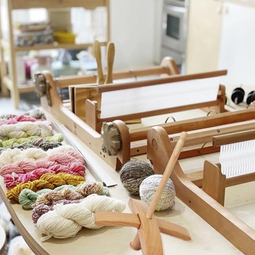 6Pcs Larger Wool Carder with Turkish Spindle Kit, Needle Felting Tools Drop Spindle Kits with Wool Weaving Spinning Wheels for Beginners Gifts
