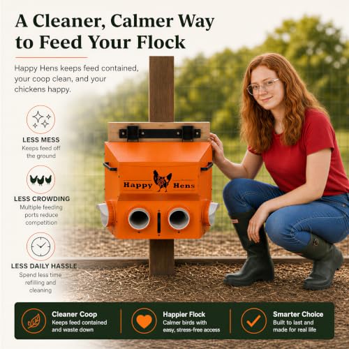 CluckRoots Metal Chicken Feeder 16-18 Lb No Waste Hanging Feeder