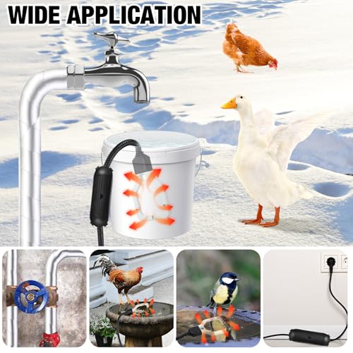 Relaxweex Livestock Water De-icer Submersible for Trough Tank,White,500w - color: White