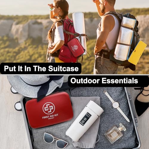VRIEXSD Premium 320-Piece First Aid Kit, Waterproof EVA Hard Shell Case,Red | Compact Design Emergency Medical Kits with Comprehensive Supplies For Home, Camping, Car, Hiking, Travel, Businesses, Outdoor - color: Red
