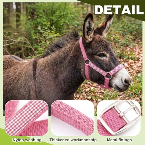 1 Set Mini Donkey Halter with Lead Rope Adjust, Pink - color: Pink