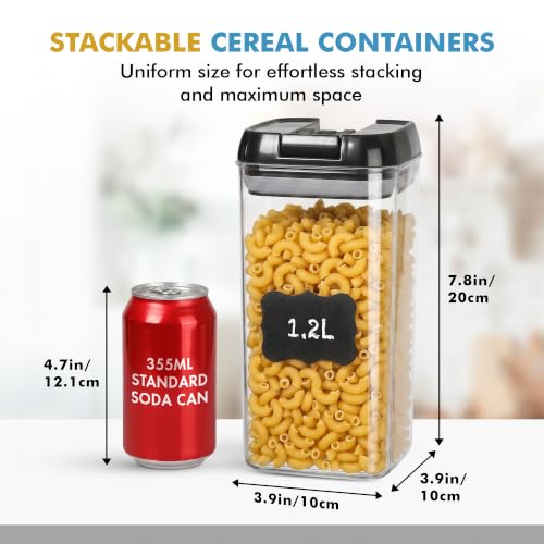 Shazo 6 PC 1.2L Airtight Food Storage Containers with Lids BPA Free Plastic - color: Black