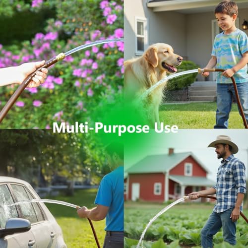 Guitrees Garden Hose 50FT x 3/4", Heavy Duty Rubber Hose, Water Hose with Five Layered Braiding, Male to Female Fittings, 1000PSI Burst, 300PSI Working (Brown) - color: Brown, size: 3/4 50FT Male to Female