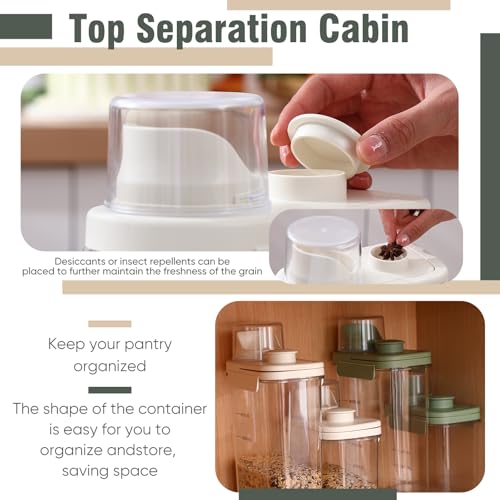 Maxdot 2 Pcs Bird Food Storage Container, Bird Seed Container with Lids Airtight Cup Pet Parrot Food Storage 1.7 Qt & 3 Qt Measuring Containers Easy Pour Spouts for Macaws African Cockatoos (Beige) - color: Beige