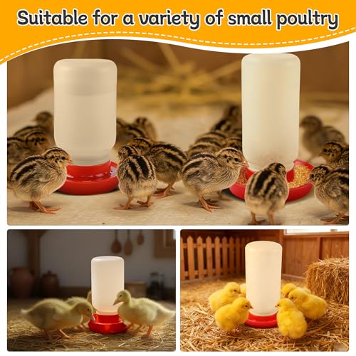 Enhon 2 PCS 2 Sizes Quail Waterer Base, Quail & Chick No Drown Water Base