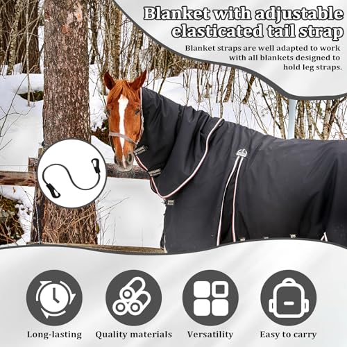 5 Pack Horse Blanket Straps Adjustable Elastic Tail Strap, Stretch Horse Rug Tail Strap with Double Ended Clips