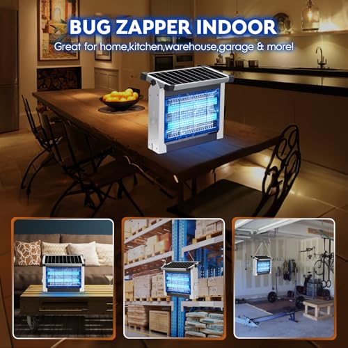 PhatroyYee Solar Bug Zapper, 4500V Mosquito Zapper Killer Trap Rechargeable - color: White