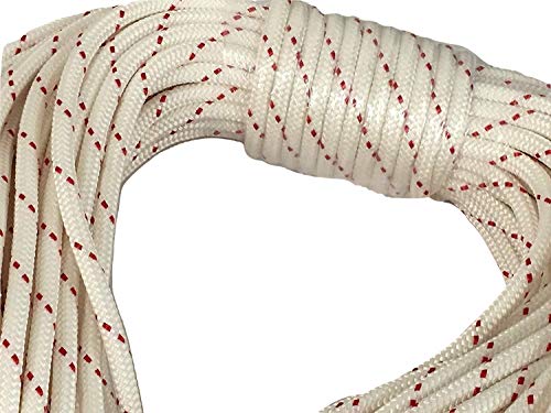 Yacht Braid Premium Polyester Rope 3/8 inch, White/Red - size: 300 feet