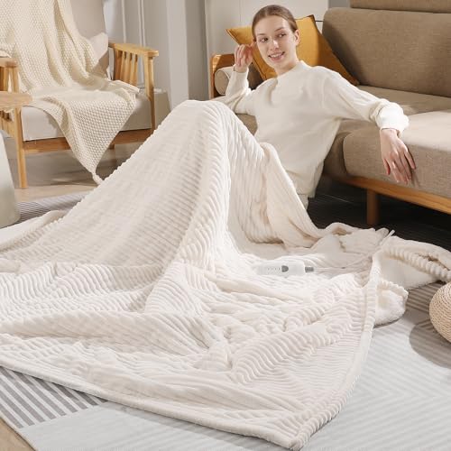 Electric Blanket Twin Size Heated Blanket Twin for Adult Machine Washable - color: White, size: Twin(62"x84")