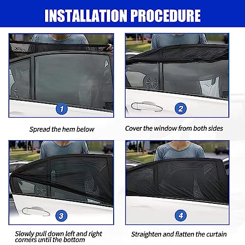 Pack-4 SUV Side Window Shades, Double Layer Design SUV Sunshade Screen Window Mesh, SUV Front and Rear Side Windows Sun Shades for SUVs (Black)